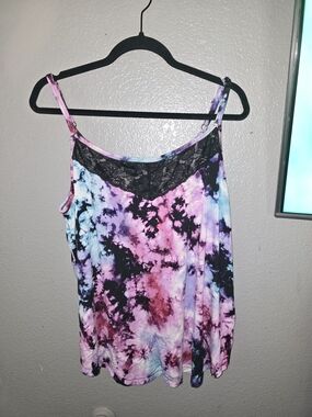 torrid Pink Purple Blue Tie-Dye Lace-Trim Chemise